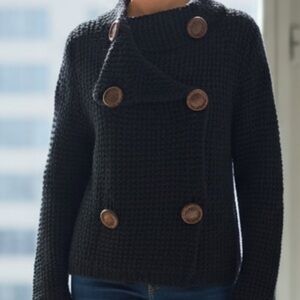 Black Double-Breasted Women's Sweater